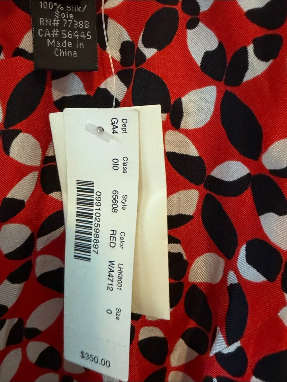 J Crew Collection NWT Size 0 Silk Red White Geometric Belted Dress $350